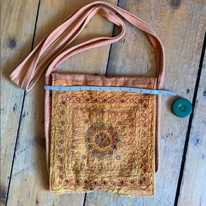 Crossbody boho orange Indian mirror purse/ bag